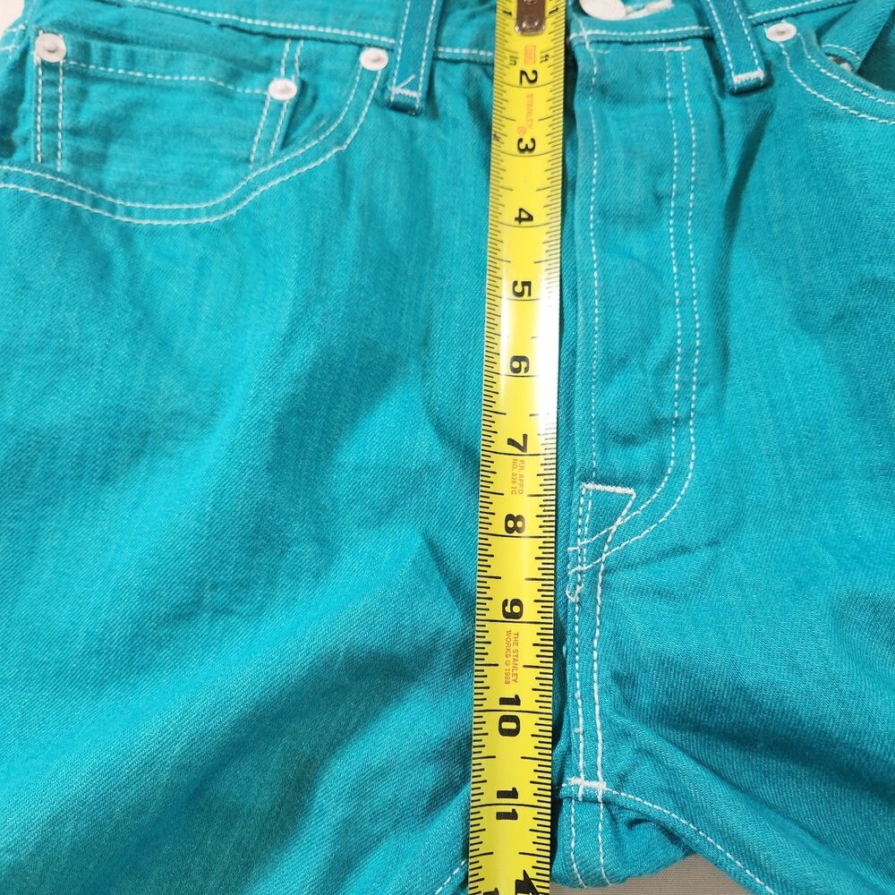 Levi's 501 Mens Jeans Button Fly Straight Leg W32 x L30 Act W29 x L28 Teal Blue - Picture 11 of 16